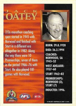 2007 Select AFL Supreme - Hall of Fame Series 3 #HF176 Jack Oatey Back
